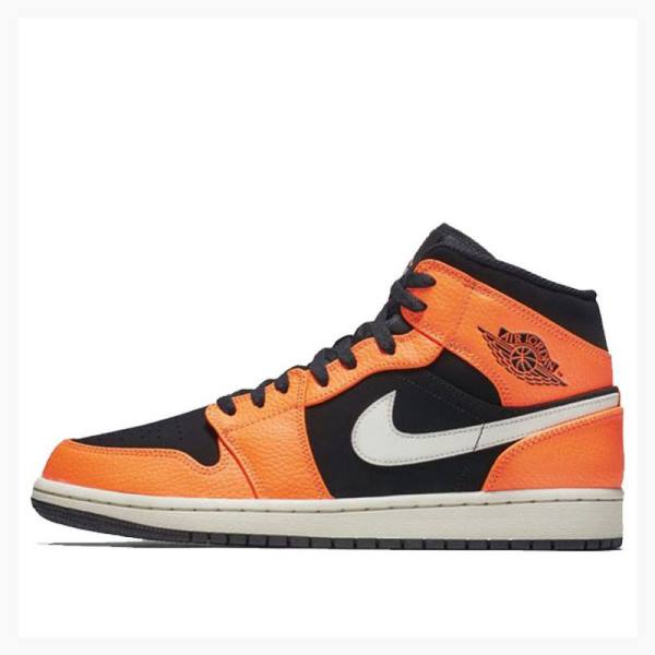 Nike Mid Koripallokengät Miesten Air Jordan 1 Oranssi Mustat | JD-518CF