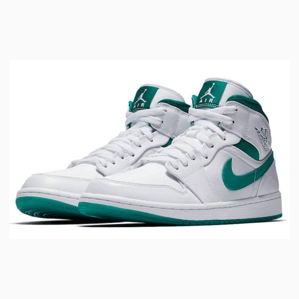Nike Mid Koripallokengät Miesten Air Jordan 1 Vihreä Valkoinen | JD-518TK