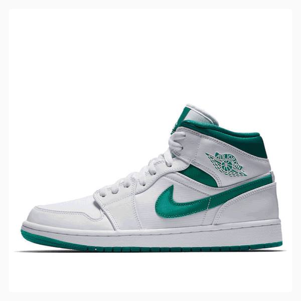 Nike Mid Koripallokengät Miesten Air Jordan 1 Vihreä Valkoinen | JD-518TK