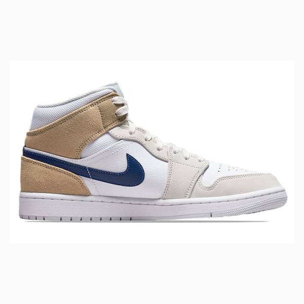 Nike Mid Koripallokengät Miesten Air Jordan 1 Valkoinen Sininen Beige | JD-642QD