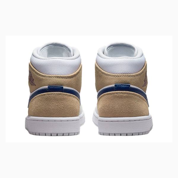 Nike Mid Koripallokengät Miesten Air Jordan 1 Valkoinen Sininen Beige | JD-642QD