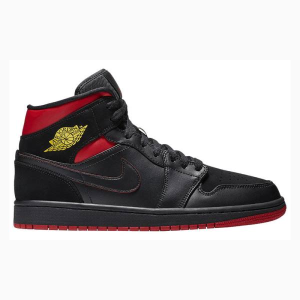 Nike Mid Koripallokengät Miesten Air Jordan 1 Mustat Punainen | JD-724ZJ