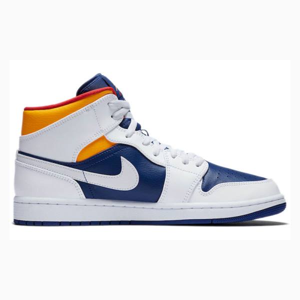 Nike Mid Koripallokengät Miesten Air Jordan 1 Valkoinen Sininen Oranssi | JD-893XM