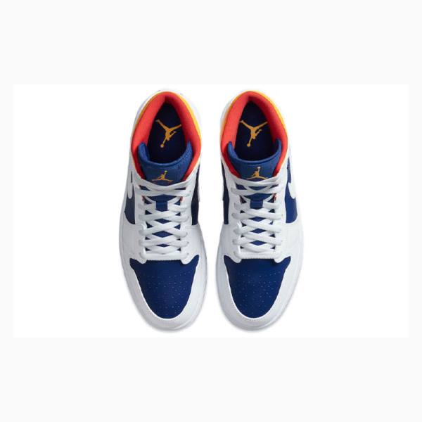 Nike Mid Koripallokengät Miesten Air Jordan 1 Valkoinen Sininen Oranssi | JD-893XM