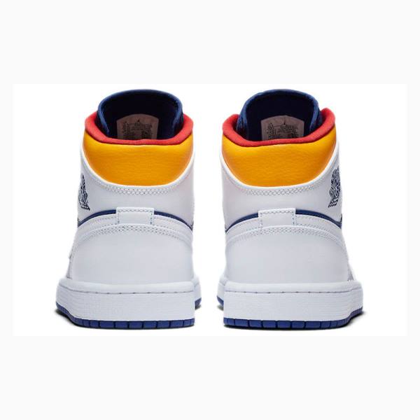 Nike Mid Koripallokengät Miesten Air Jordan 1 Valkoinen Sininen Oranssi | JD-893XM
