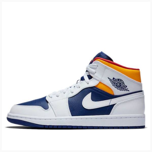 Nike Mid Koripallokengät Miesten Air Jordan 1 Valkoinen Sininen Oranssi | JD-893XM