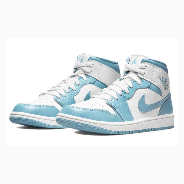 Nike Mid Koripallokengät Naisten Air Jordan 1 Valkoinen Sininen | JD-360GP