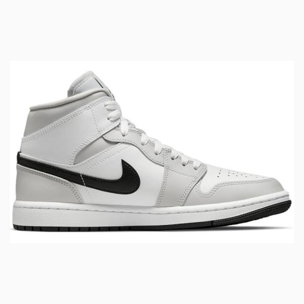 Nike Mid Koripallokengät Naisten Air Jordan 1 Valkoinen Harmaat Mustat | JD-528ZU