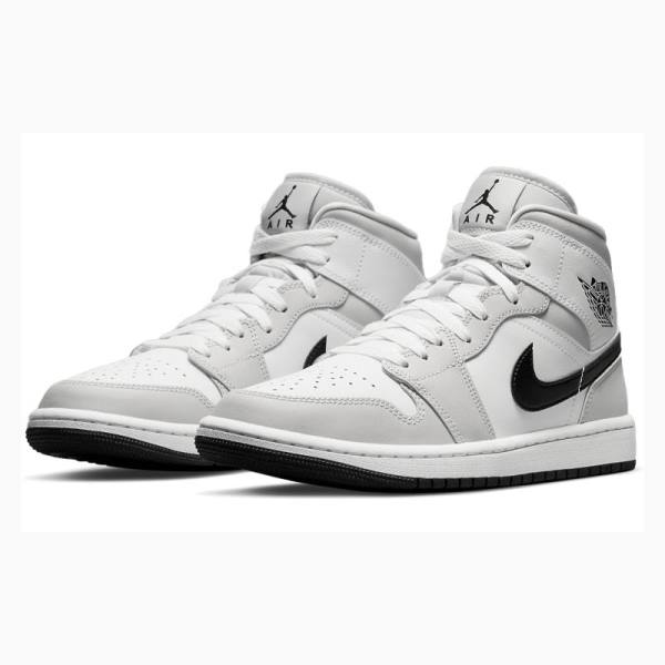 Nike Mid Koripallokengät Naisten Air Jordan 1 Valkoinen Harmaat Mustat | JD-528ZU