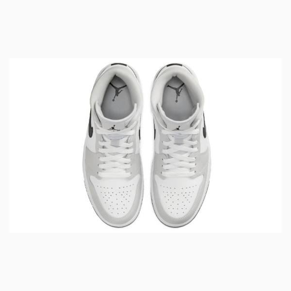 Nike Mid Koripallokengät Naisten Air Jordan 1 Valkoinen Harmaat Mustat | JD-528ZU
