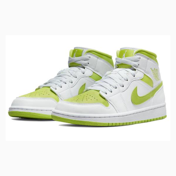 Nike Mid Koripallokengät Naisten Air Jordan 1 Valkoinen Vihreä | JD-632ZQ