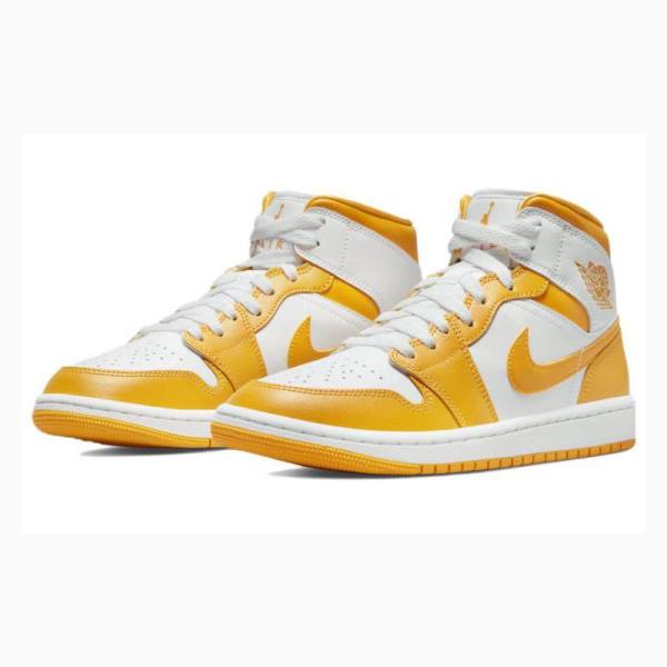 Nike Mid Koripallokengät Naisten Air Jordan 1 Valkoinen Keltainen | JD-907NF