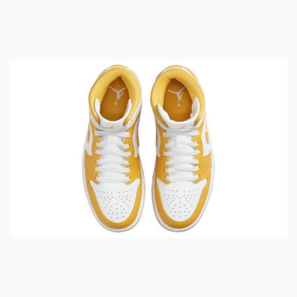 Nike Mid Koripallokengät Naisten Air Jordan 1 Valkoinen Keltainen | JD-907NF