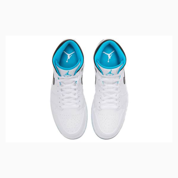 Nike Mid Laser Koripallokengät Miesten Air Jordan 1 Valkoinen Sininen Mustat | JD-384XH