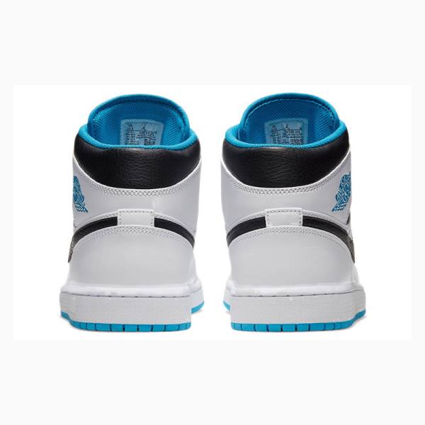 Nike Mid Laser Koripallokengät Miesten Air Jordan 1 Valkoinen Sininen Mustat | JD-384XH