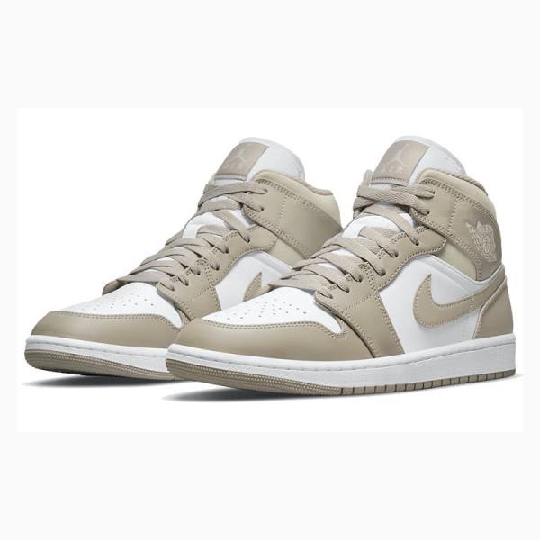 Nike Mid Linen Koripallokengät Miesten Air Jordan 1 Valkoinen Ruskea | JD-597DQ
