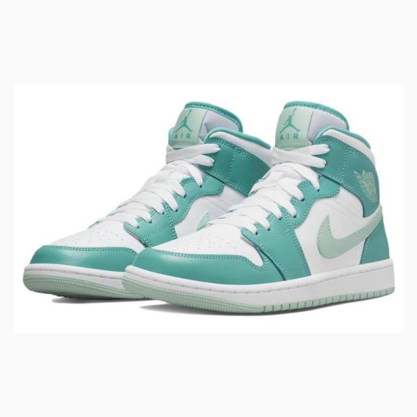 Nike Mid Marine Koripallokengät Naisten Air Jordan 1 Valkoinen Vihreä | JD-952OH