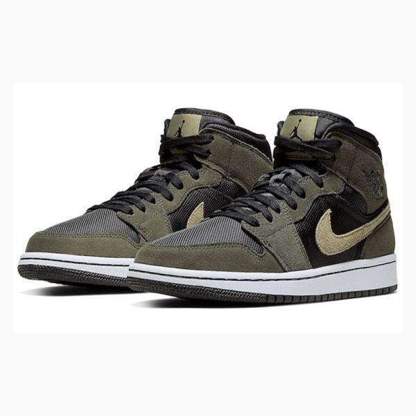 Nike Mid Military Koripallokengät Naisten Air Jordan 1 Oliivinvihreä Mustat | JD-924SX