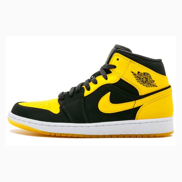 Nike Mid New Love Koripallokengät Miesten Air Jordan 1 Mustat Keltainen | JD-431RC