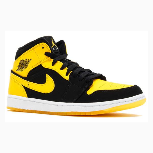 Nike Mid New Love Koripallokengät Miesten Air Jordan 1 Mustat Keltainen | JD-431RC