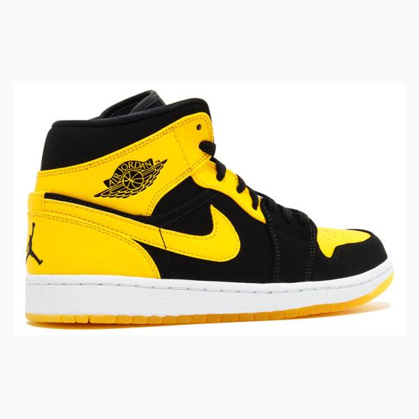 Nike Mid New Love Koripallokengät Miesten Air Jordan 1 Mustat Keltainen | JD-431RC