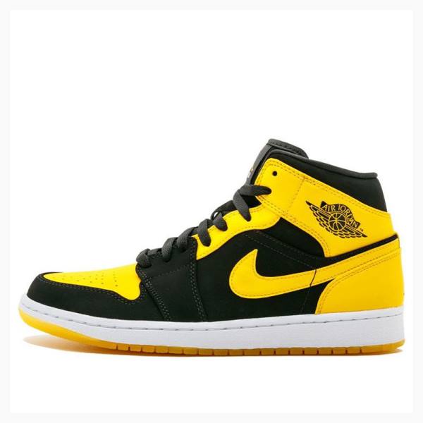 Nike Mid New Love Koripallokengät Miesten Air Jordan 1 Mustat Keltainen | JD-431RC