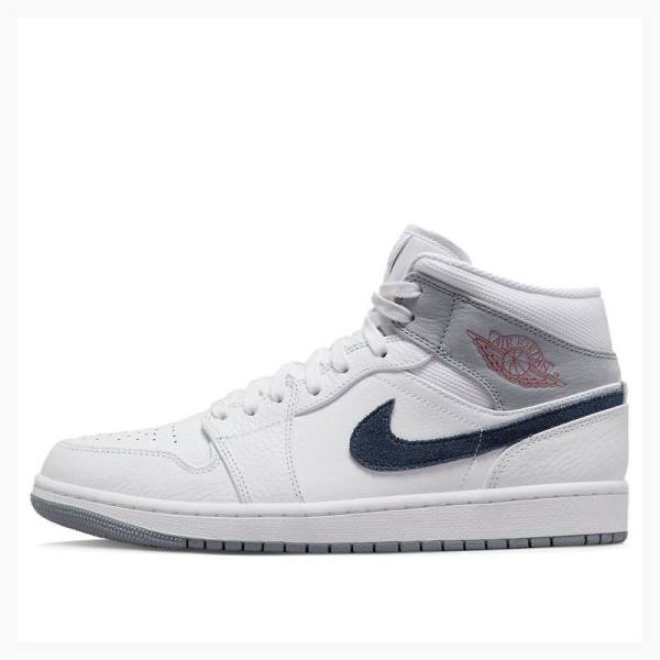Nike Mid Paris Koripallokengät Miesten Air Jordan 1 Valkoinen Mustat | JD-067FA