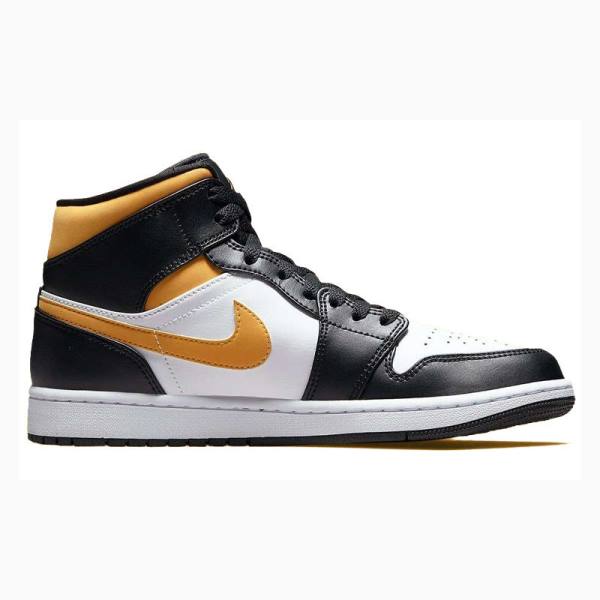 Nike Mid Pollen Koripallokengät Miesten Air Jordan 1 Mustat Valkoinen Keltainen | JD-801OG