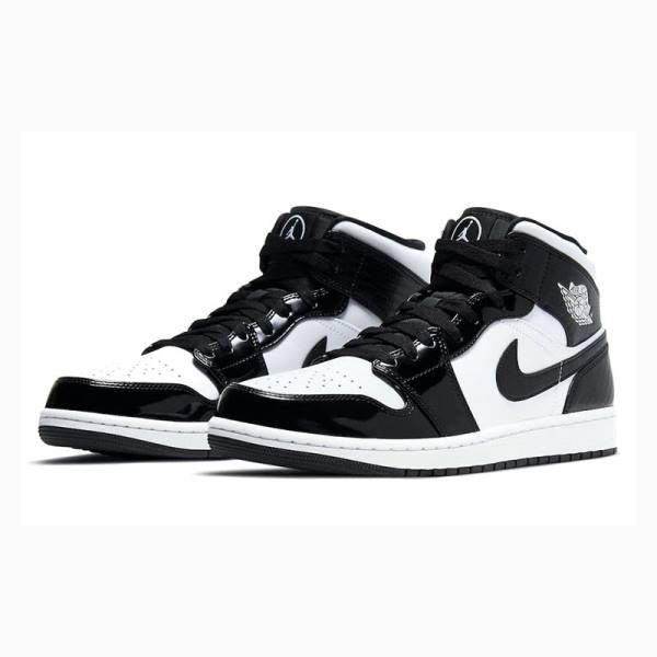 Nike Mid SE ASW All Star Panda Kiiltonahka Nahkaiset 2021 - Carbon Fiber Koripallokengät Miesten Air Jordan 1 Mustat Valkoinen | JD-856CG