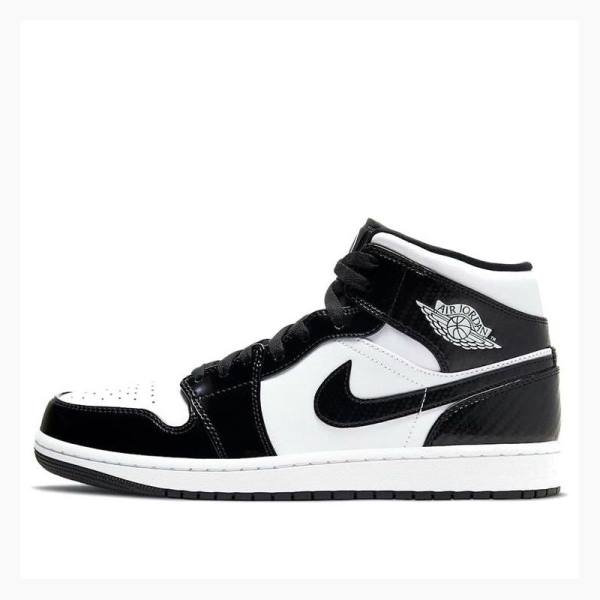 Nike Mid SE ASW All Star Panda Kiiltonahka Nahkaiset 2021 - Carbon Fiber Koripallokengät Miesten Air Jordan 1 Mustat Valkoinen | JD-856CG