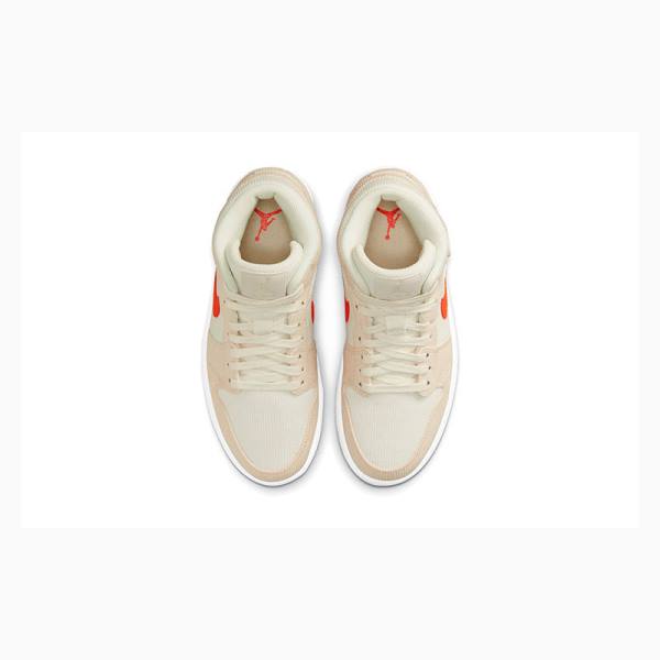 Nike Mid SE Corduroy Sail Koripallokengät Naisten Air Jordan 1 Kerma Punainen | JD-210IT