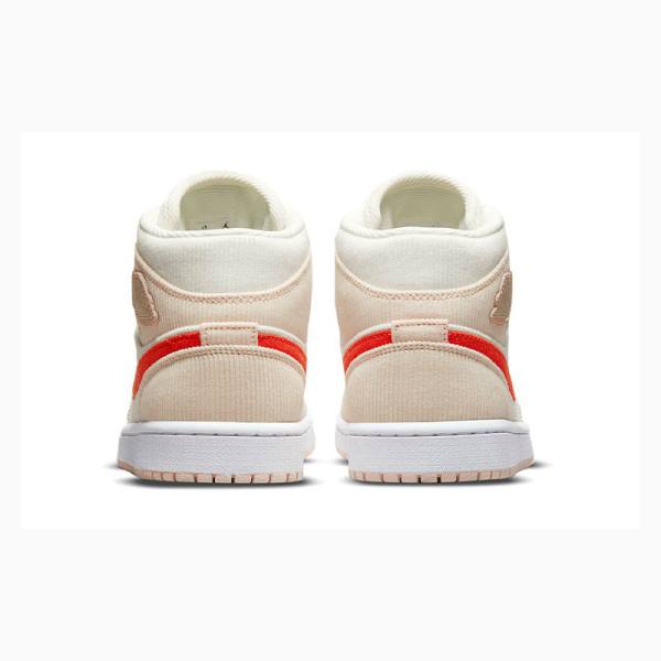 Nike Mid SE Corduroy Sail Koripallokengät Naisten Air Jordan 1 Kerma Punainen | JD-210IT