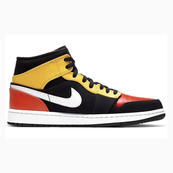 Nike Mid SE Koripallokengät Miesten Air Jordan 1 Mustat Keltainen Oranssi | JD-072WH