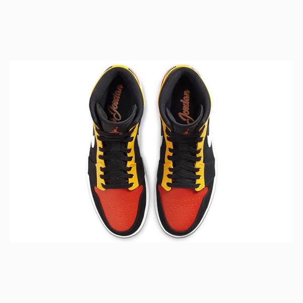 Nike Mid SE Koripallokengät Miesten Air Jordan 1 Mustat Keltainen Oranssi | JD-072WH