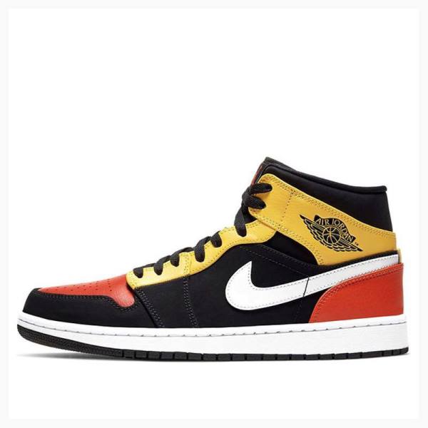 Nike Mid SE Koripallokengät Miesten Air Jordan 1 Mustat Keltainen Oranssi | JD-072WH