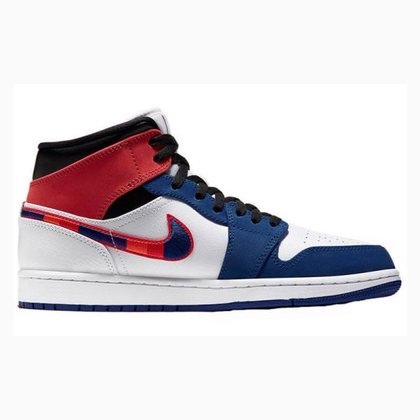 Nike Mid SE Koripallokengät Miesten Air Jordan 1 Valkoinen Sininen Punainen | JD-389FN