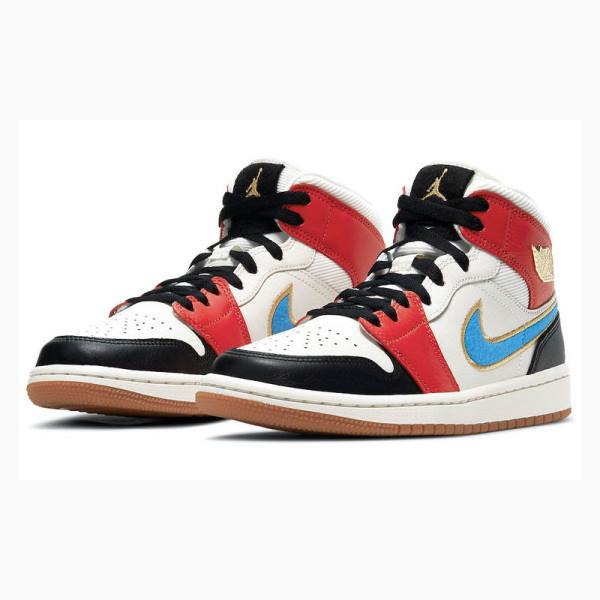 Nike Mid SE Let(Her)Man Koripallokengät Naisten Air Jordan 1 Valkoinen Punainen Sininen | JD-148JI