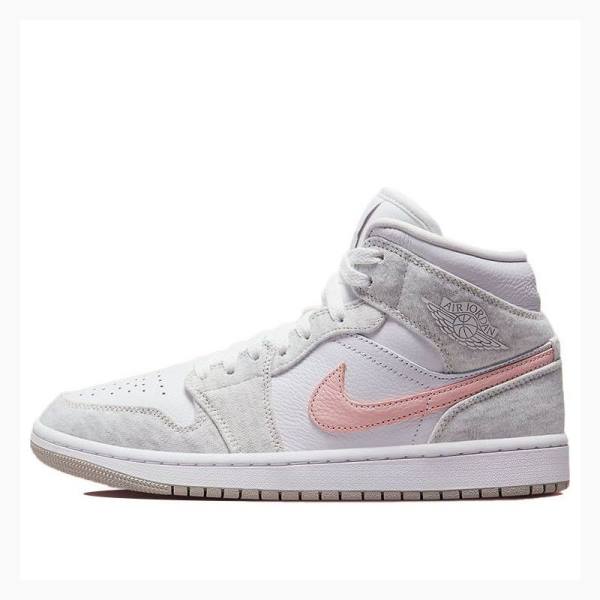 Nike Mid SE Light Iron Ore Light Iron Ore (W) Koripallokengät Naisten Air Jordan 1 Valkoinen Harmaat Pinkki | JD-142HQ