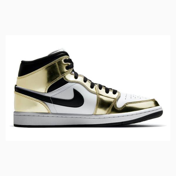Nike Mid SE 'Metallic Gold' Koripallokengät Miesten Air Jordan 1 Kultaiset Mustat | JD-314VQ