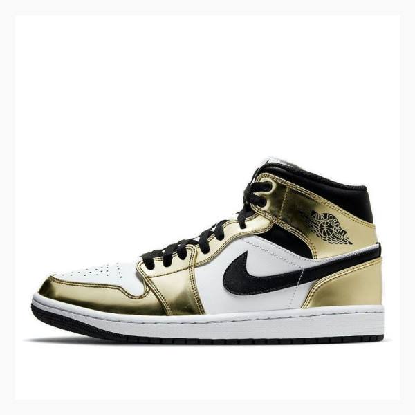 Nike Mid SE \'Metallic Gold\' Koripallokengät Miesten Air Jordan 1 Kultaiset Mustat | JD-314VQ