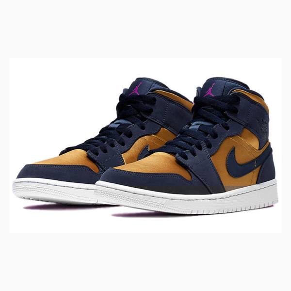 Nike Mid SE Obsidian Koripallokengät Miesten Air Jordan 1 Kultaiset Laivastonsininen | JD-691HG