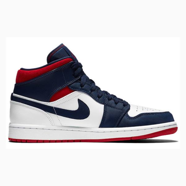 Nike Mid SE Olympic Koripallokengät Miesten Air Jordan 1 Valkoinen Sininen | JD-863IE