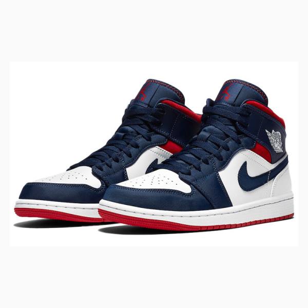 Nike Mid SE Olympic Koripallokengät Miesten Air Jordan 1 Valkoinen Sininen | JD-863IE