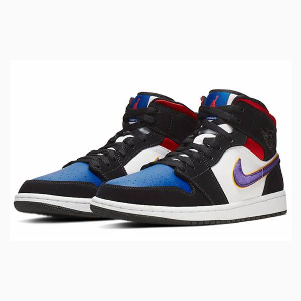Nike Mid SE Rivals Koripallokengät Miesten Air Jordan 1 Mustat Violetit Sininen | JD-615YW