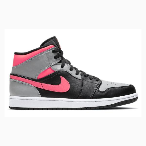 Nike Mid Shadow Koripallokengät Miesten Air Jordan 1 Mustat Hopea Pinkki | JD-083RJ