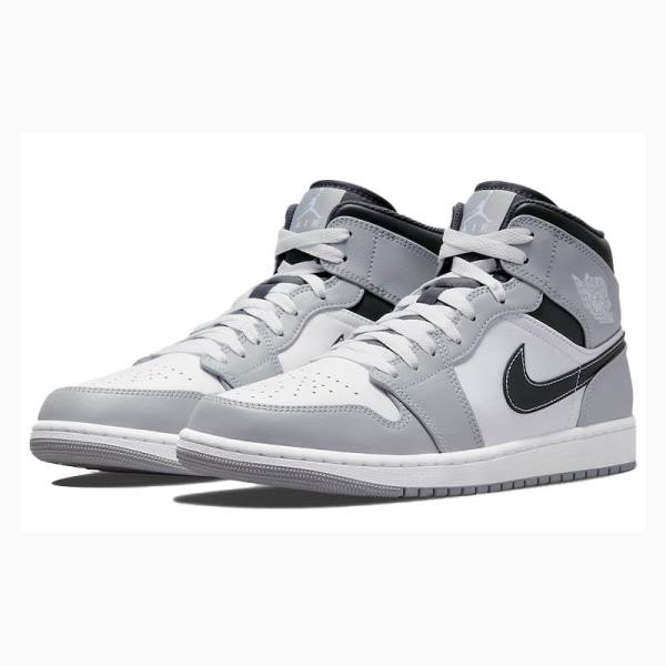 Nike Mid Smoke Koripallokengät Miesten Air Jordan 1 Harmaat Valkoinen Mustat | JD-834EM