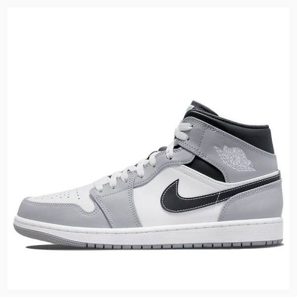 Nike Mid Smoke Koripallokengät Miesten Air Jordan 1 Harmaat Valkoinen Mustat | JD-834EM
