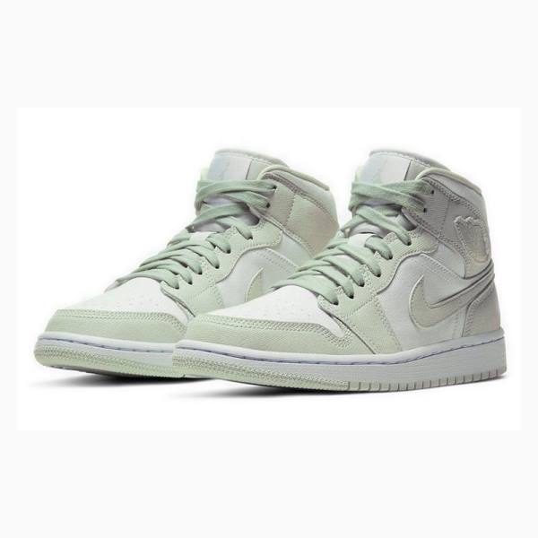 Nike Mid Spruce Aura Koripallokengät Naisten Air Jordan 1 Vihreä Valkoinen | JD-691NO
