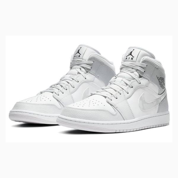Nike Mid Swoosh Logo - Grey Camo Koripallokengät Miesten Air Jordan 1 Valkoinen Harmaat | JD-147KV