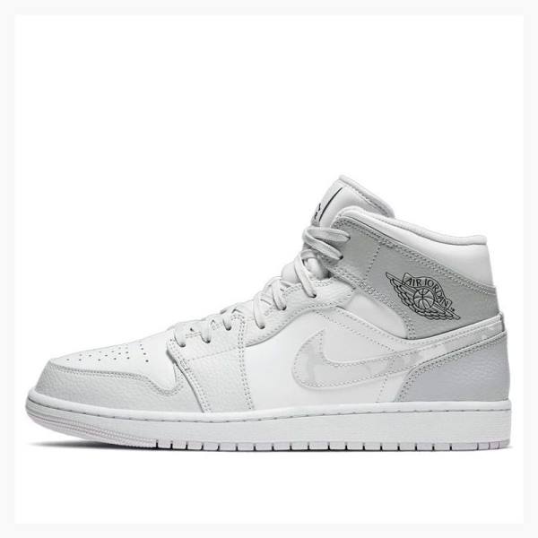Nike Mid Swoosh Logo - Grey Camo Koripallokengät Miesten Air Jordan 1 Valkoinen Harmaat | JD-147KV